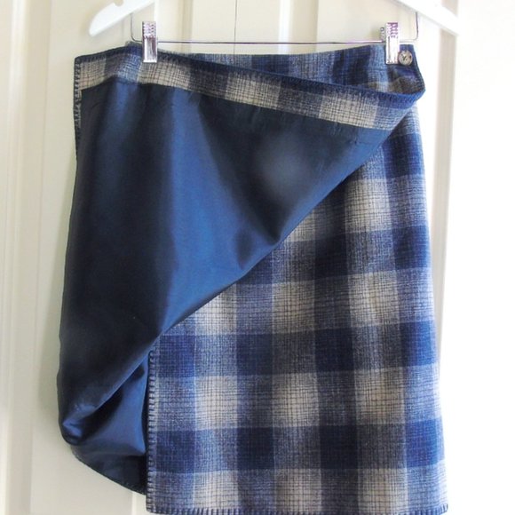 Land's End Blue and Tan Plaid Wrap Skirt Size 6 New Unworn - Picture 2 of 8